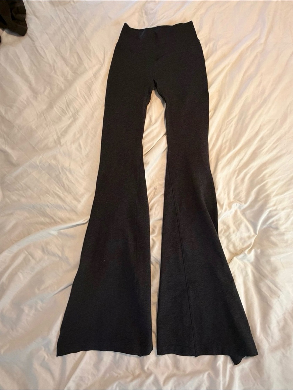 BuffBunny grey High-Waist Flare Knit Pants